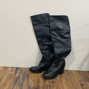 Black faux leather boots